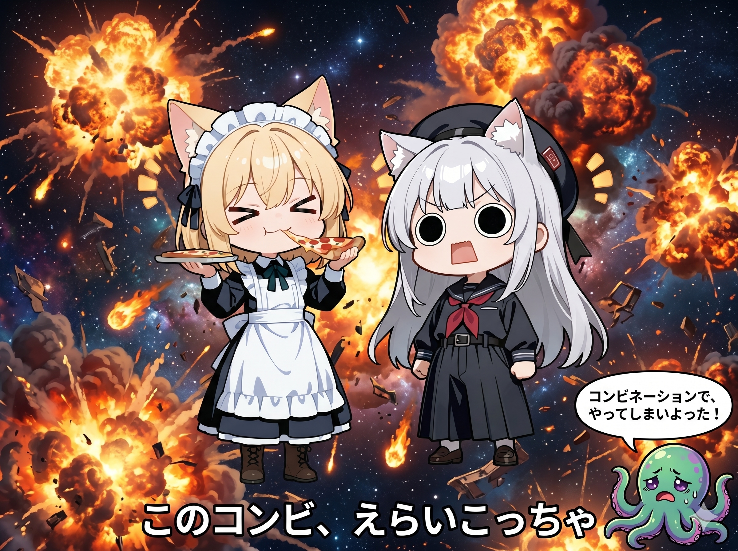 メイドさんと猫耳コンビネーションえらいこっちゃ嬢 | の人気AIイラスト・グラビア