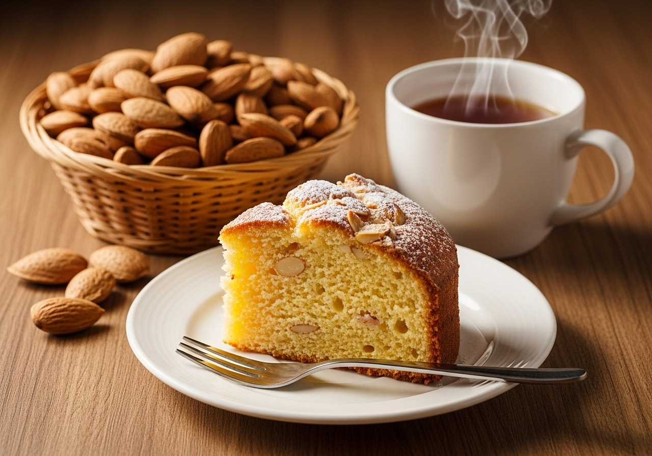 デザートのアーモンドケーキとアーモンド | の人気AIイラスト・グラビア