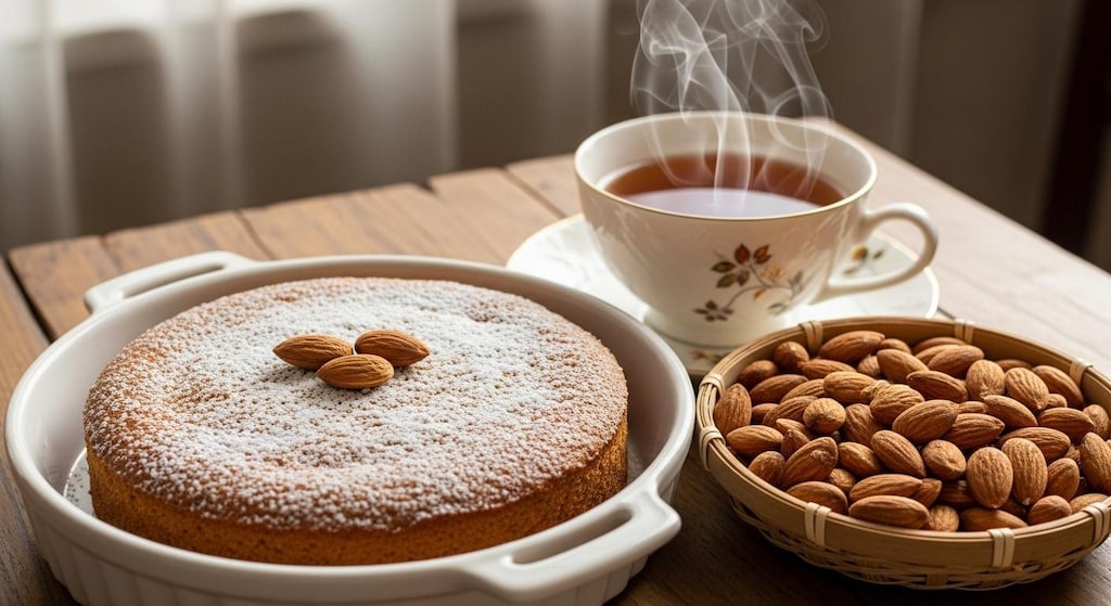 デザートのアーモンドケーキとアーモンド