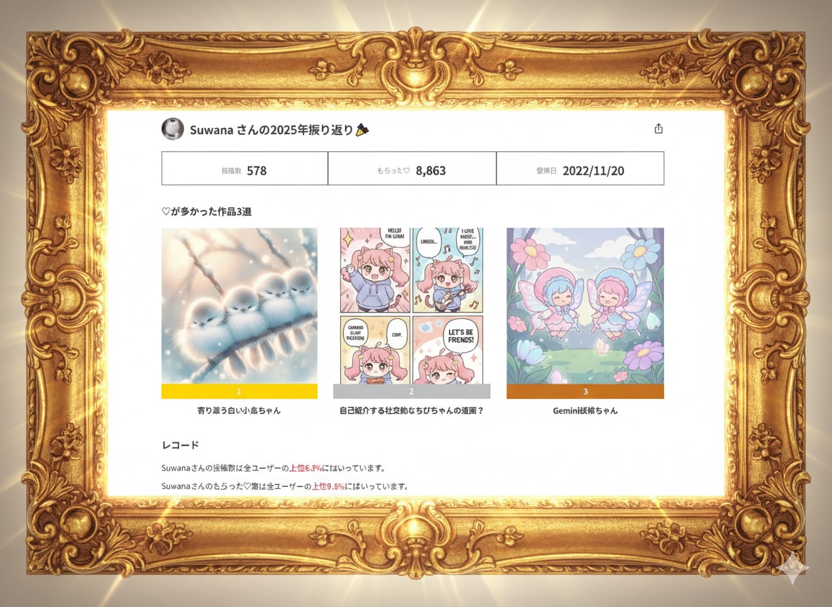 不相応な額縁に記録を入れてみるお遊び | の人気AIイラスト・グラビア