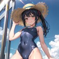 スクール水着と麦わら帽子 3枚目