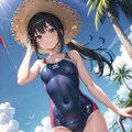 スクール水着と麦わら帽子 2枚目