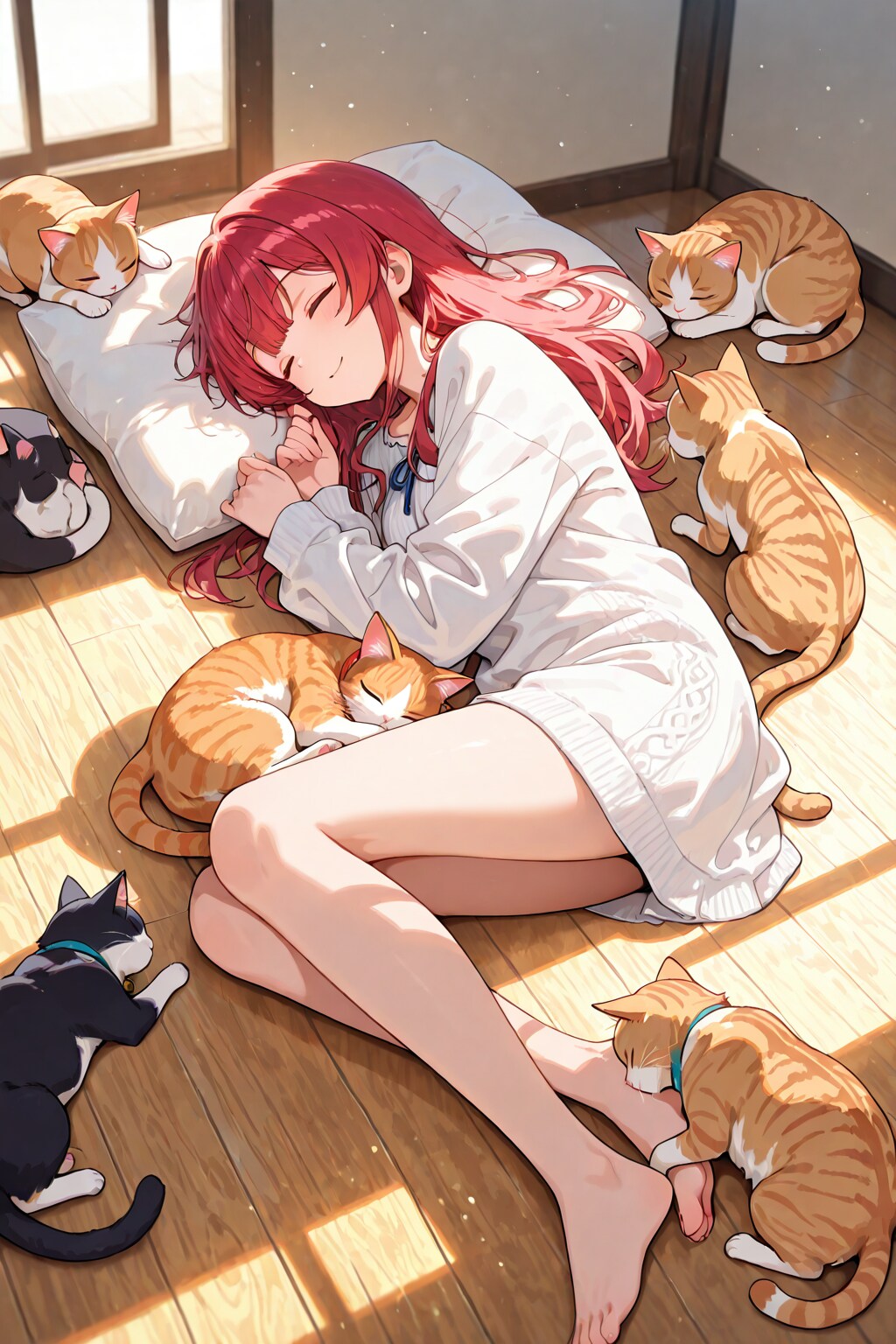 猫カフェで一緒になって寝ちゃダメじゃない？ | の人気AIイラスト・グラビア