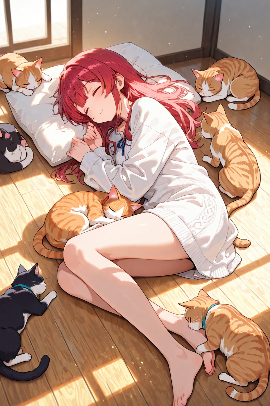 猫カフェで一緒になって寝ちゃダメじゃない？