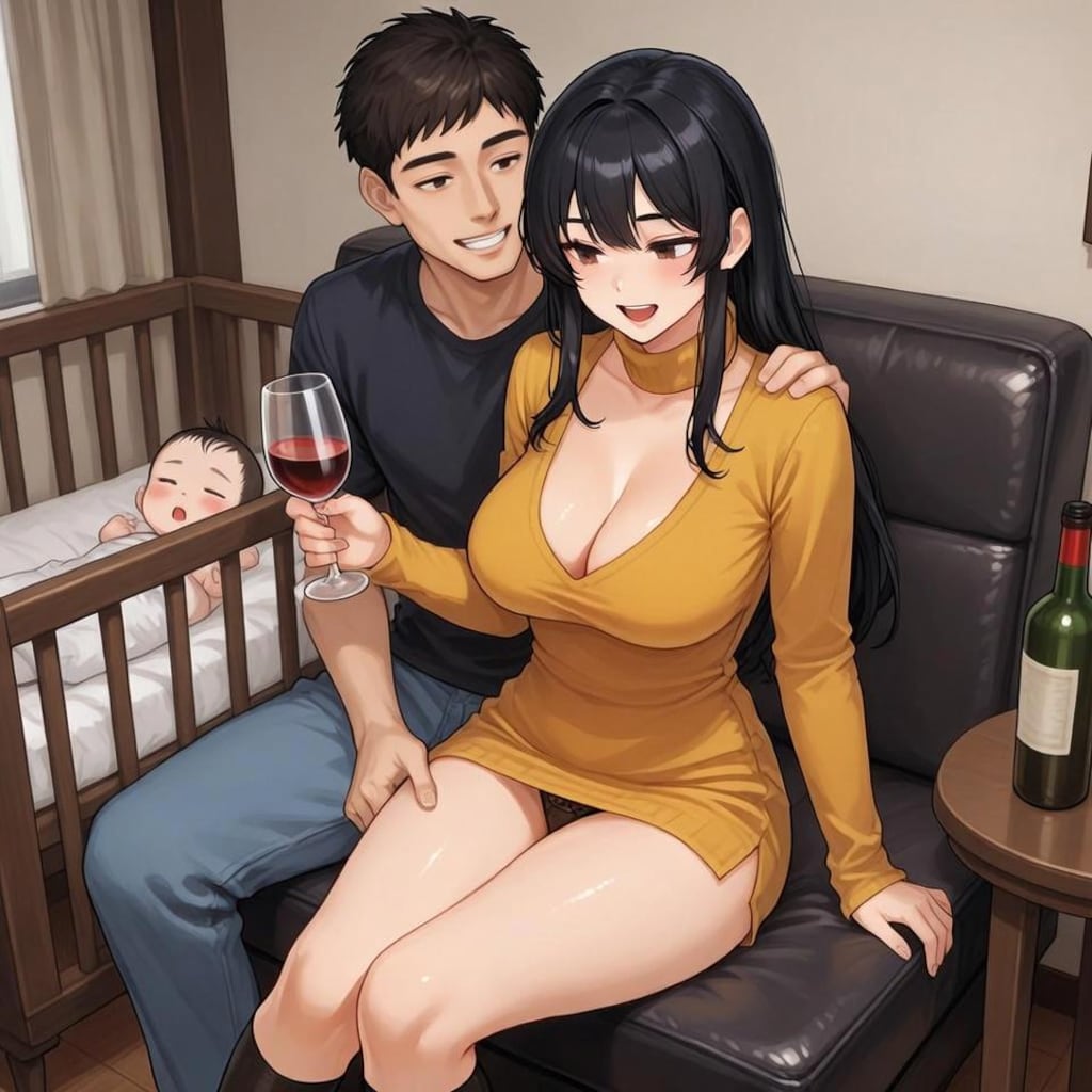 子持ちの人妻さんと旦那さんと飲んで