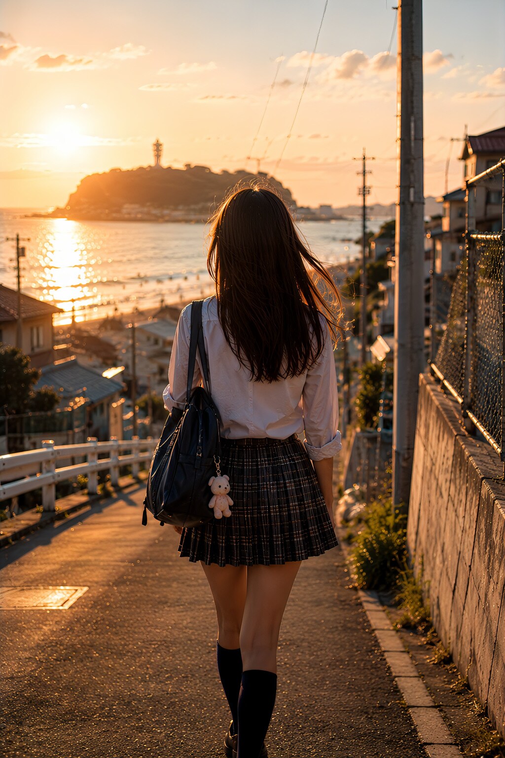 夕暮れの海辺の散歩