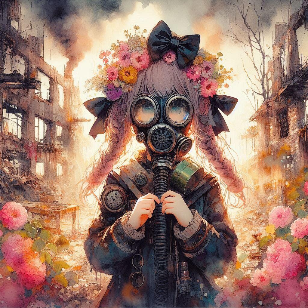 ガスマスク×三つ編み