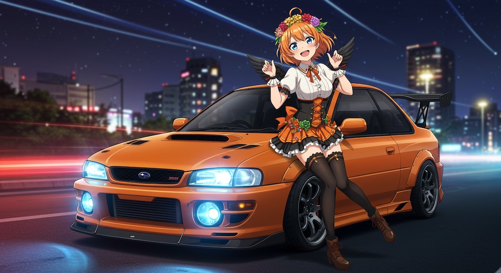 アニメキャラとインプレッサWRX