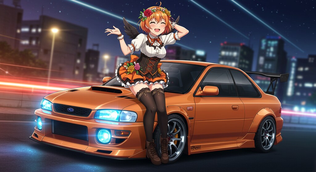 アニメキャラとインプレッサWRX