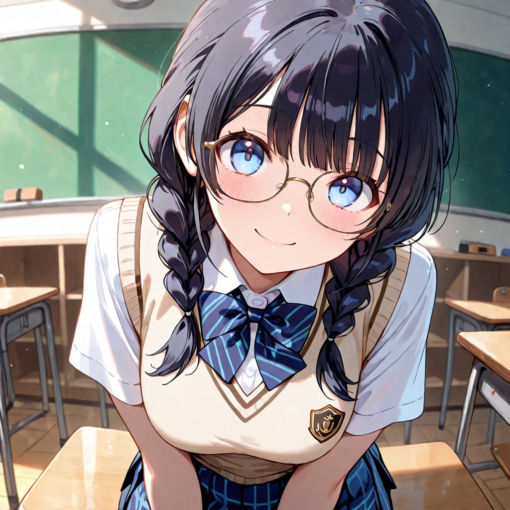 眼鏡をかける茉里奈ちゃん