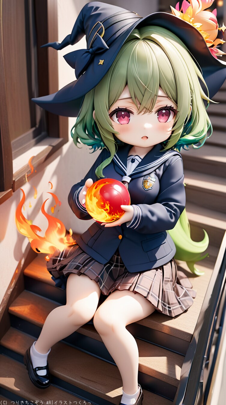 魔法に失敗して火がついちゃった😿