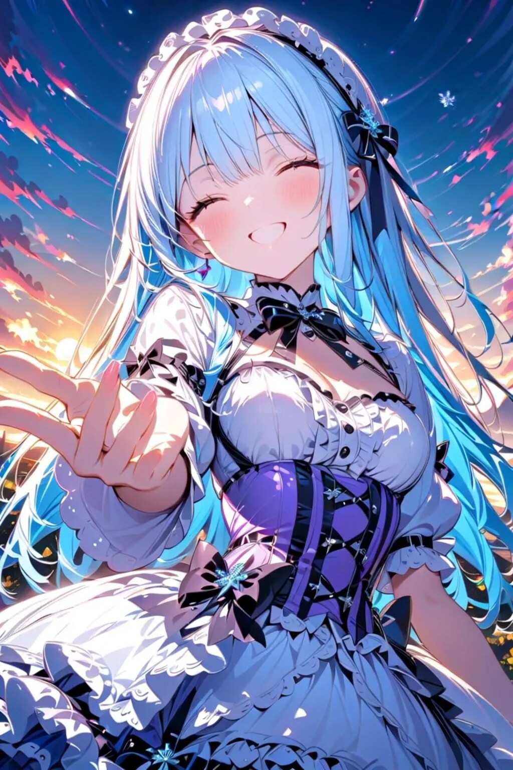 夕焼けを背に笑顔♡スーパーメイド