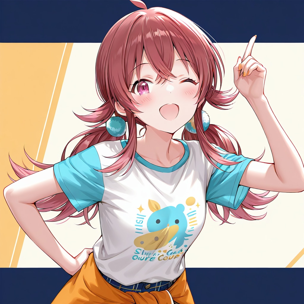 ウインク（好意をよせる笑顔）する小宮果穂