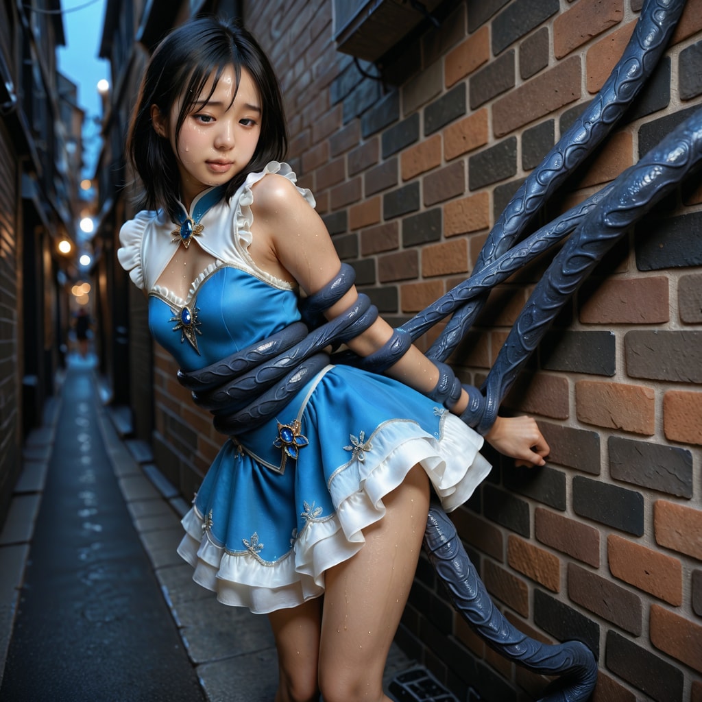 魔法少女-触手が絡みつく