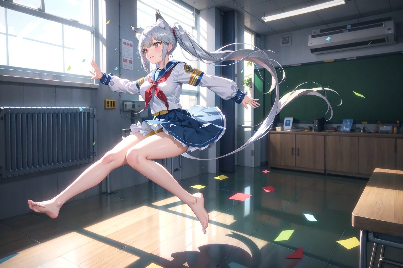 教室でジャンプ