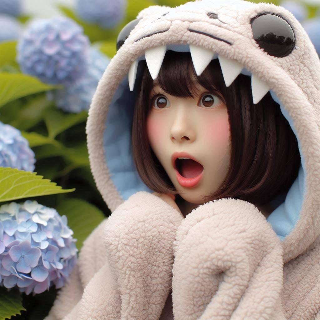 アジサイ畑にびっくりノコ