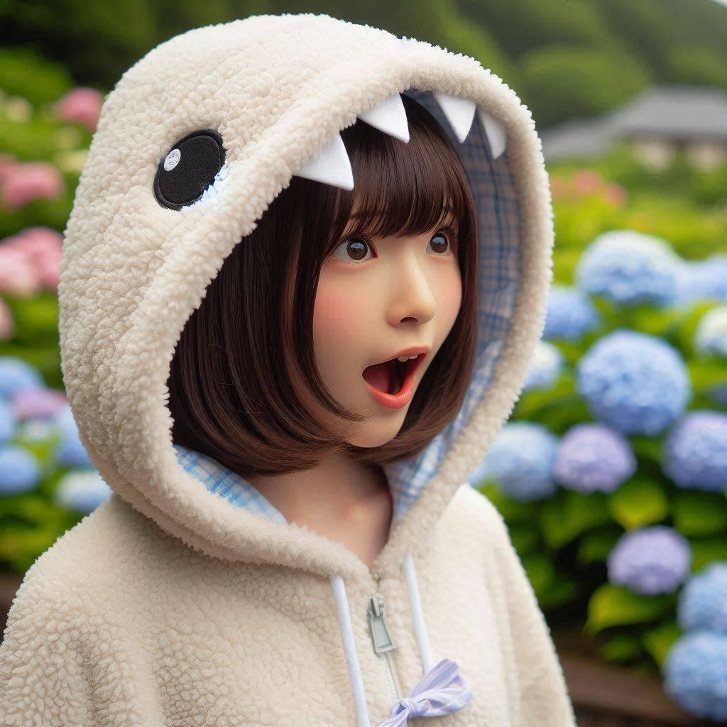 アジサイ畑にびっくりノコ