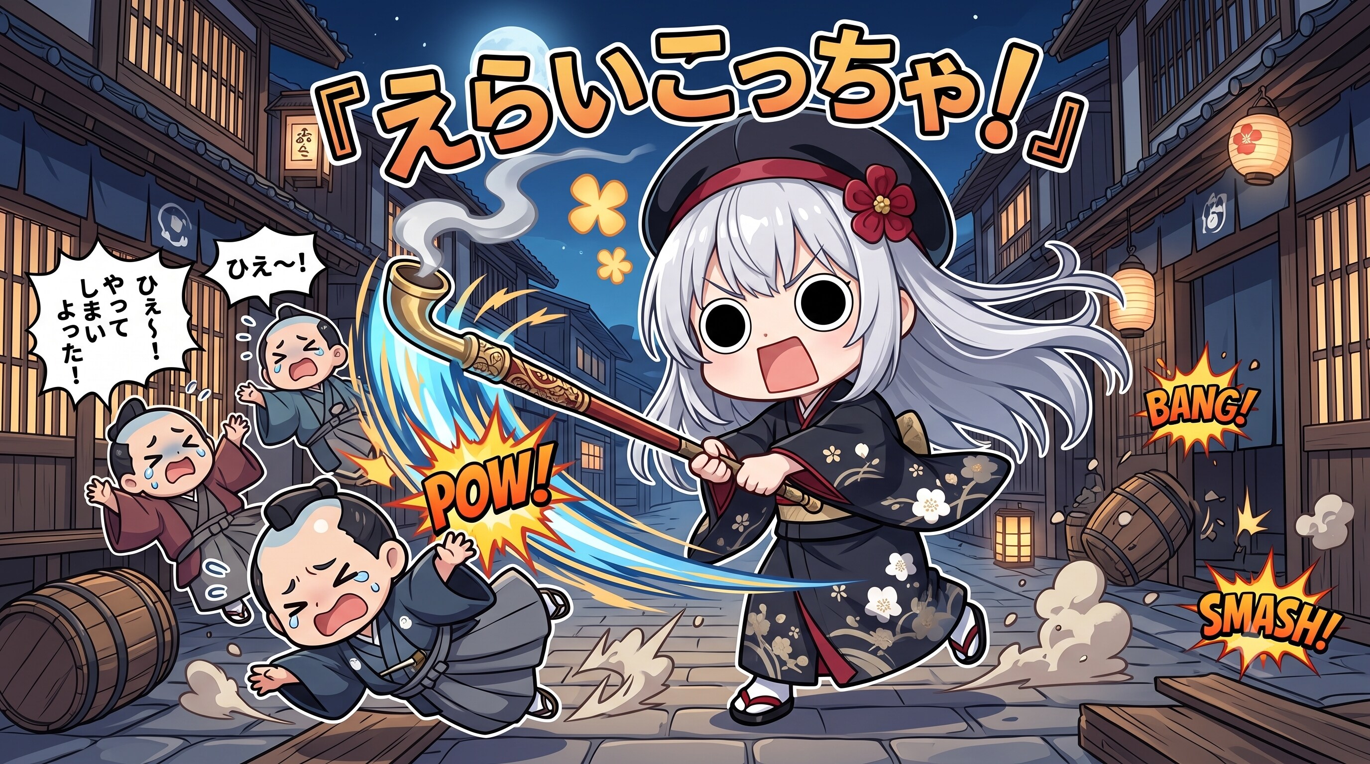 キセルで悪代官達をやってしまいよったえらいこっちゃ嬢
