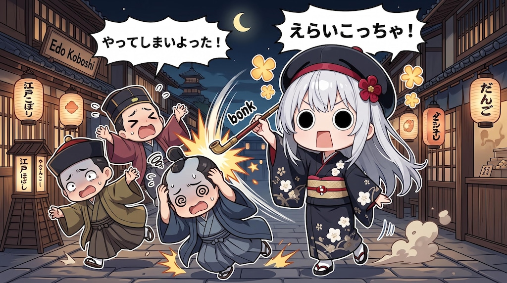 キセルで悪代官達をやってしまいよったえらいこっちゃ嬢