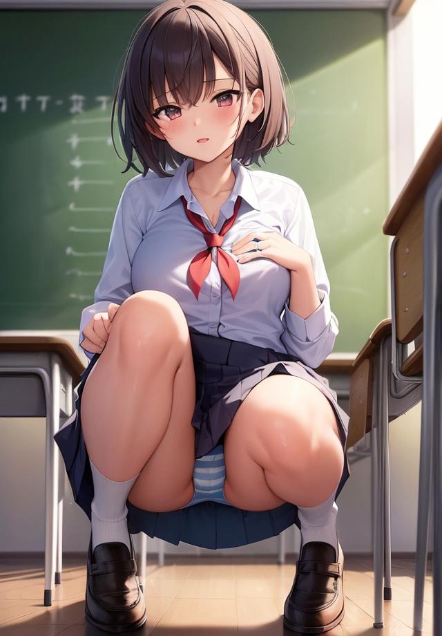 しゃがみ込んだスカート