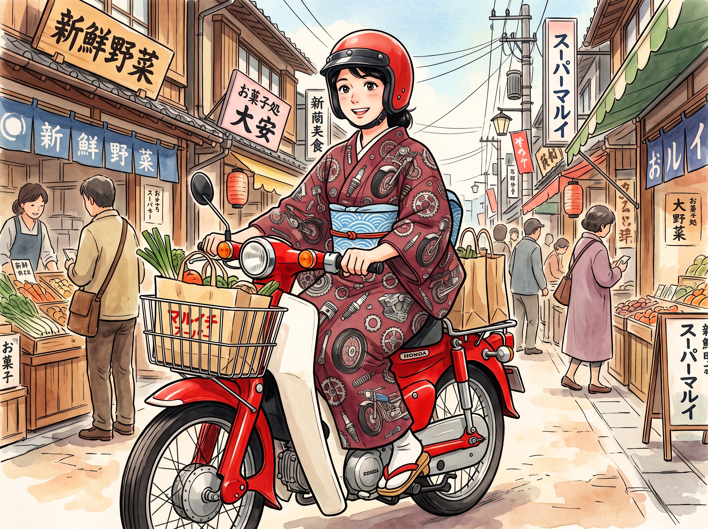 主婦・和夢さん40歳、バイクで隣町までお買い物