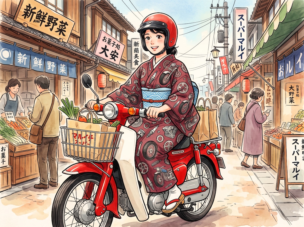 主婦・和夢さん40歳、バイクで隣町までお買い物
