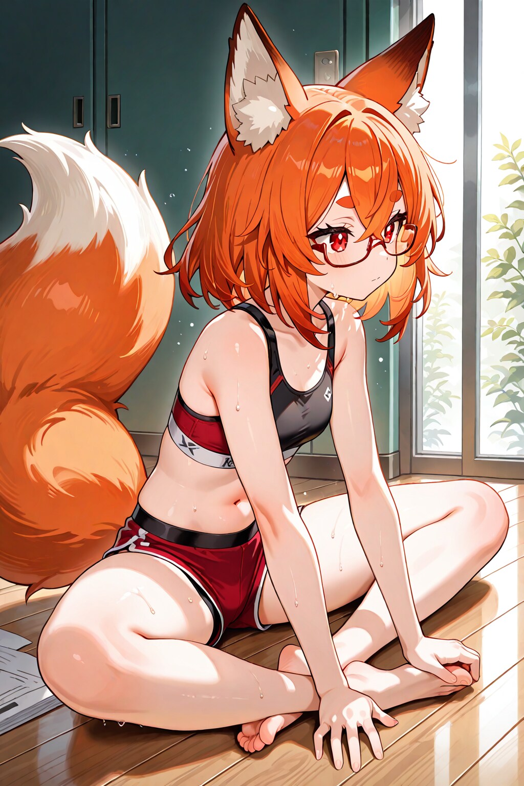 ストレッチする稲守あやかちゃん