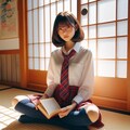 眼鏡女子 楓の読書 4枚目