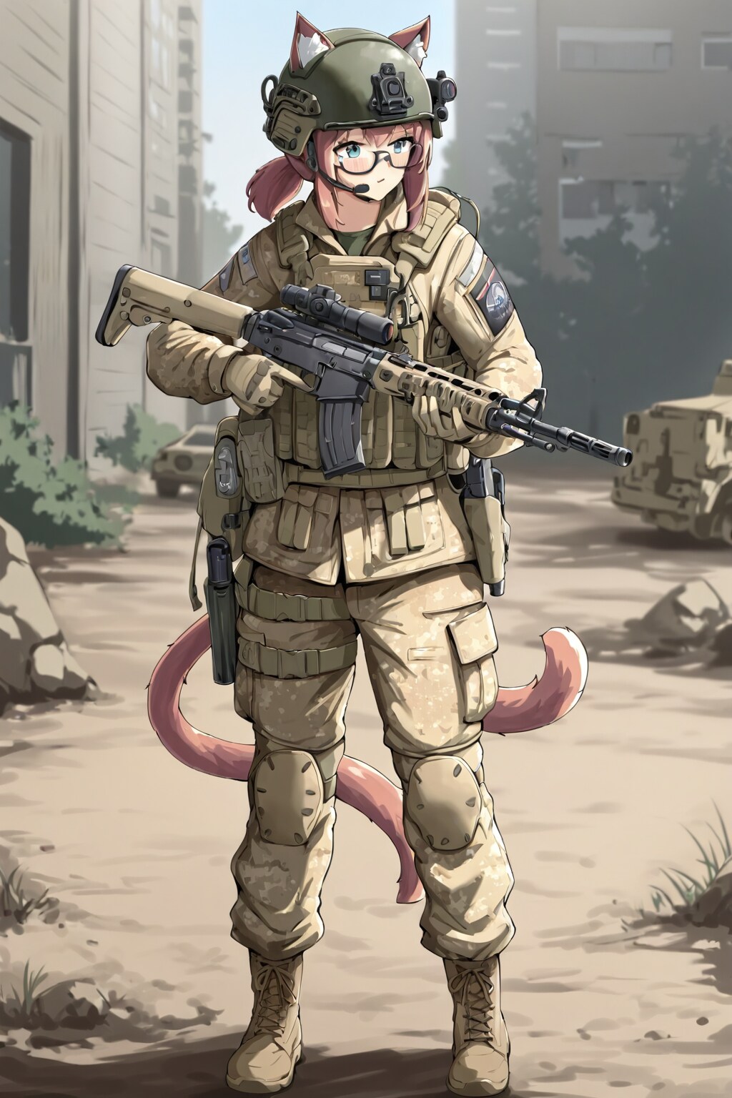 市街地戦に駆り出された猫娘 | の人気AIイラスト・グラビア