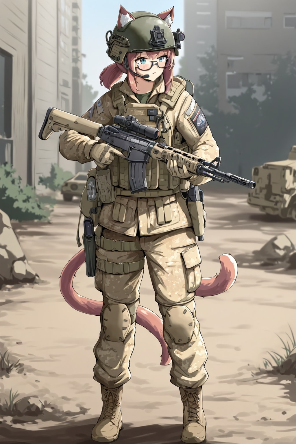 市街地戦に駆り出された猫娘