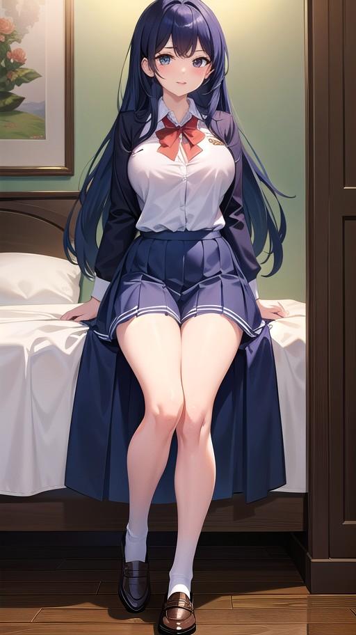 黒髪女子高生 | の人気AIイラスト・グラビア