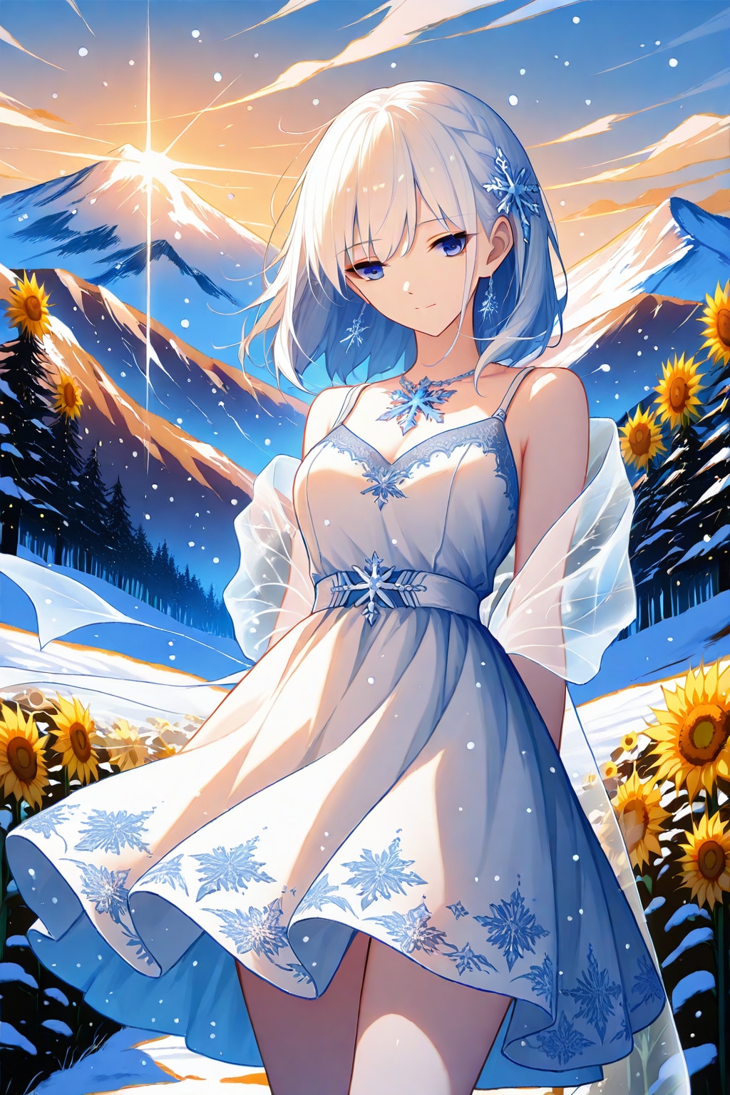 雪の向こうのひまわり