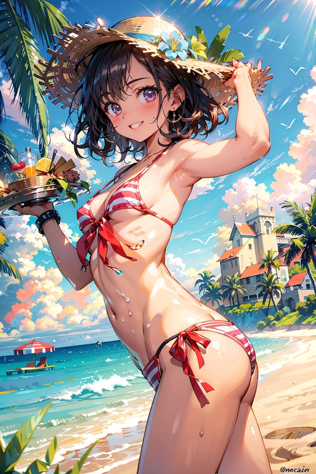 ビーチサイドで休憩