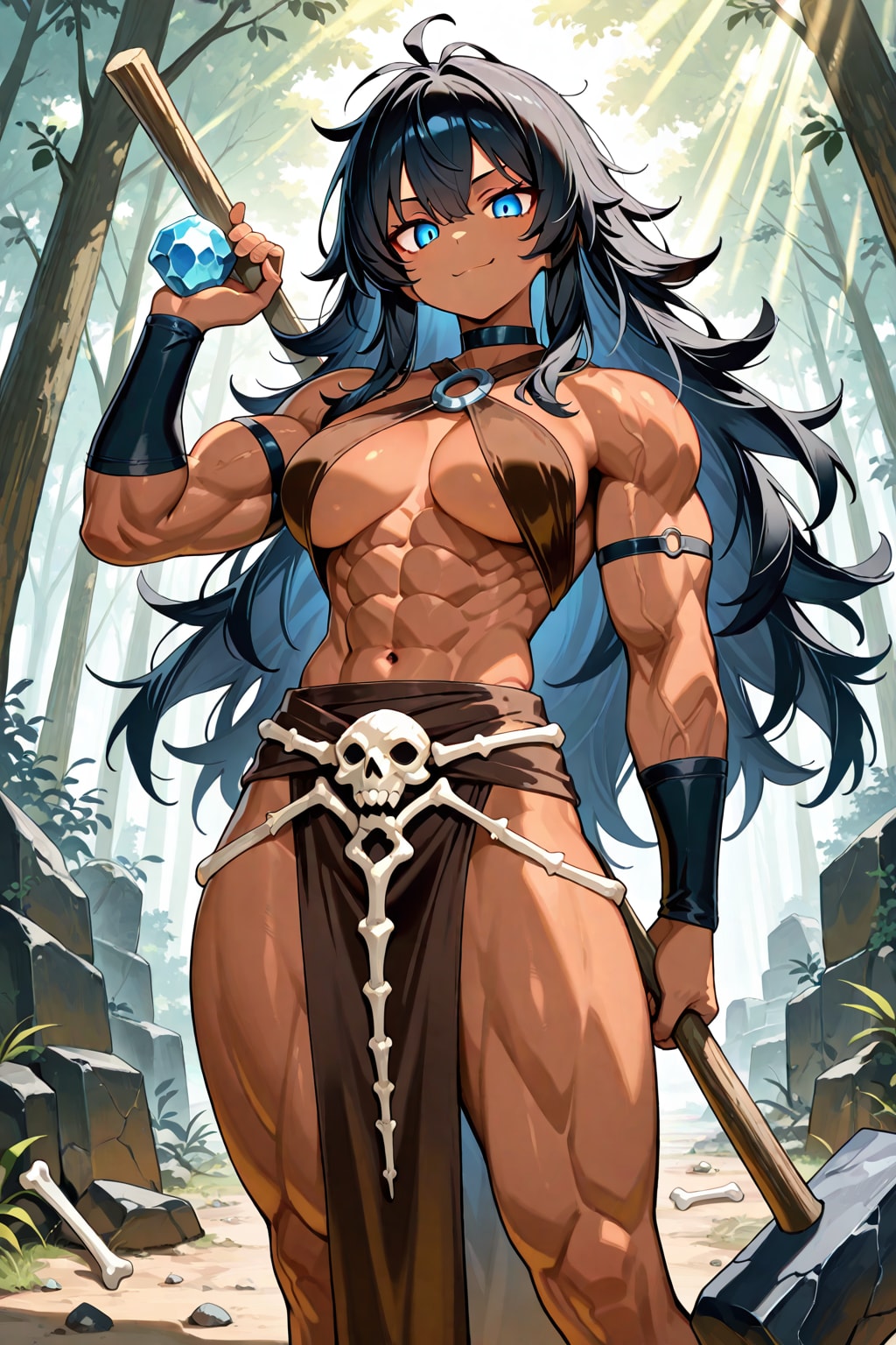 ハンマーを持つ石器時代の女戦士(LILY)