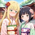 エルフと黒髪　初詣　01（ver.修正） 2枚目