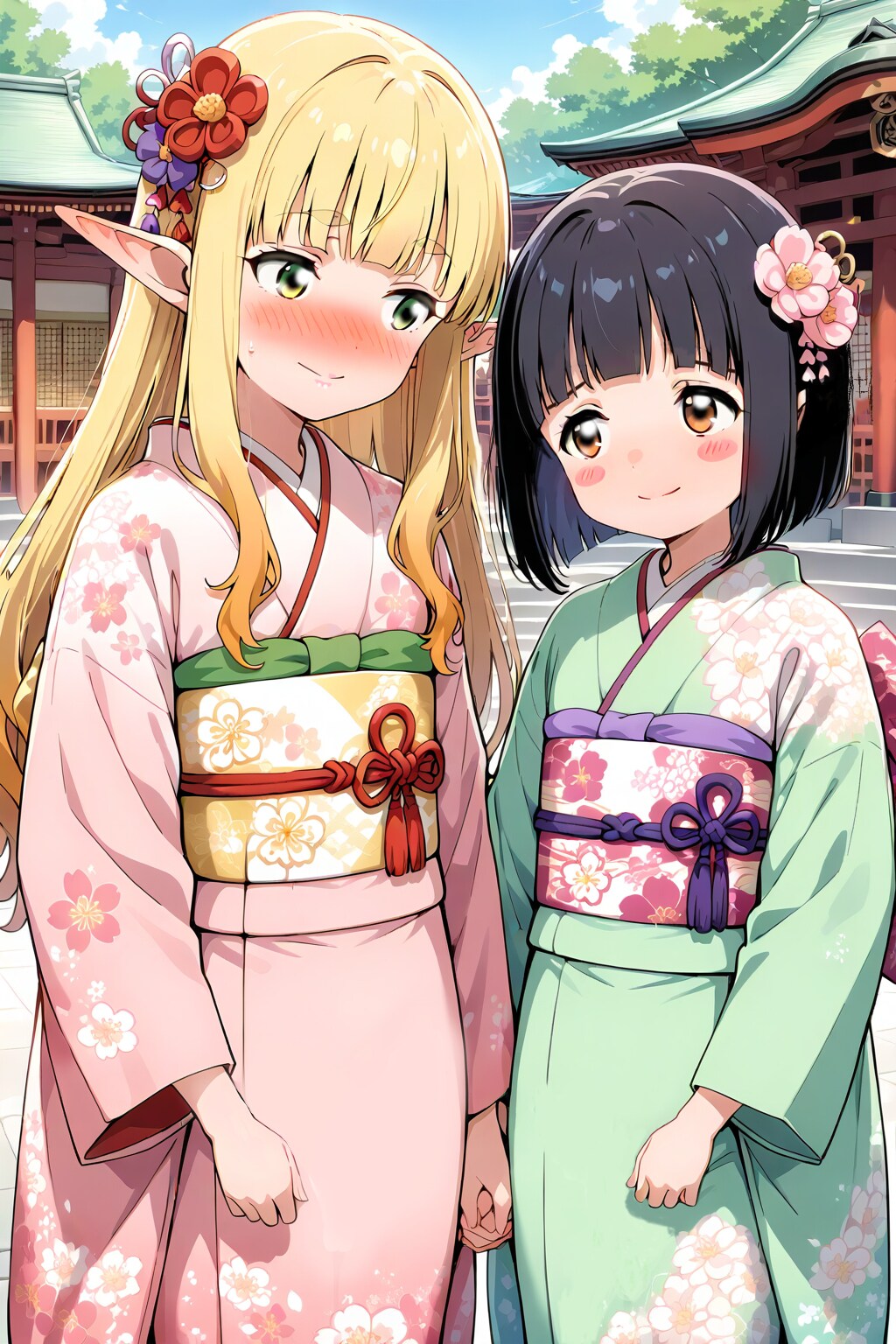 エルフと黒髪　初詣　01（ver.修正）