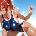 ワンピース水着のメガネっ娘♪ 8枚目
