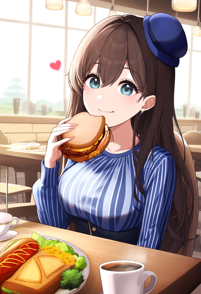 喫茶店で朝食を取るマリアン