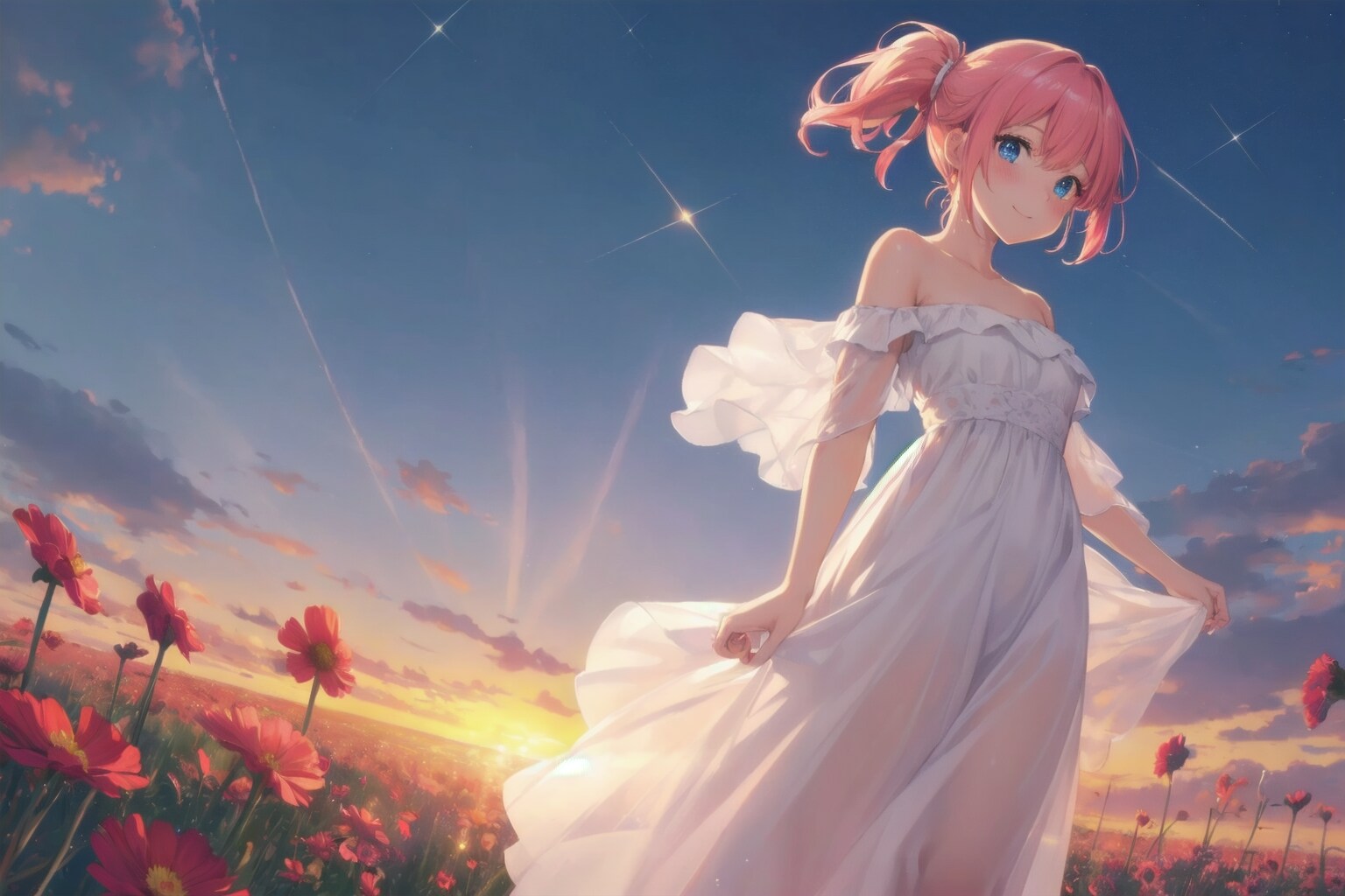 コスモスの花畑をお散歩