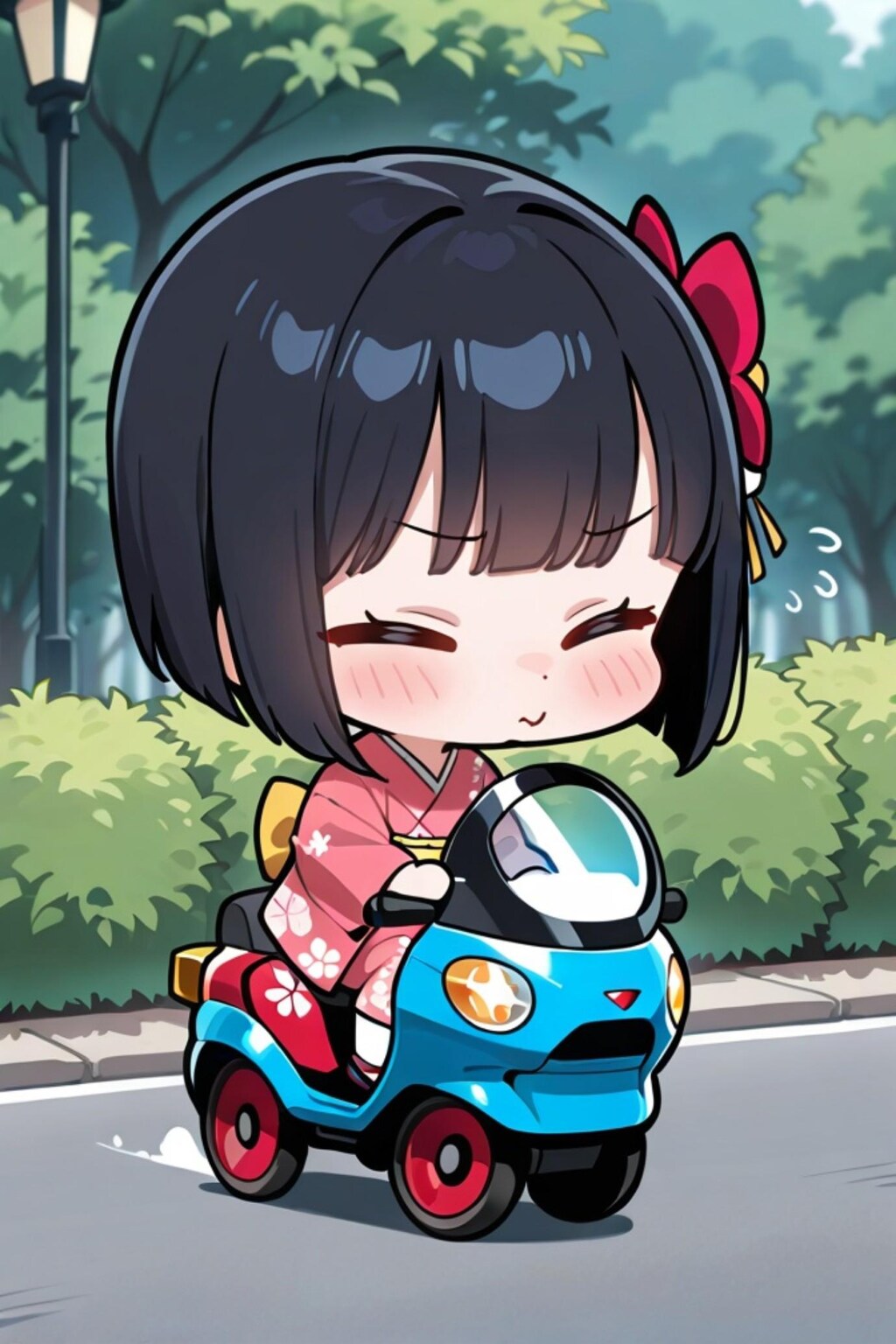 車に乗る黒髪ちゃん