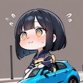 車に乗る黒髪ちゃん 2枚目