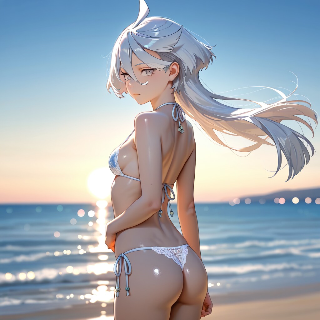 プラチナブロンドの少女。