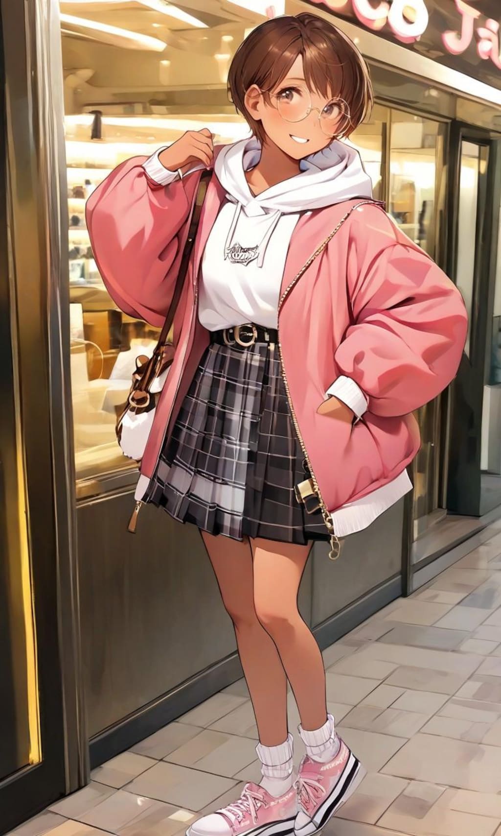 買い物中の眼鏡っ娘