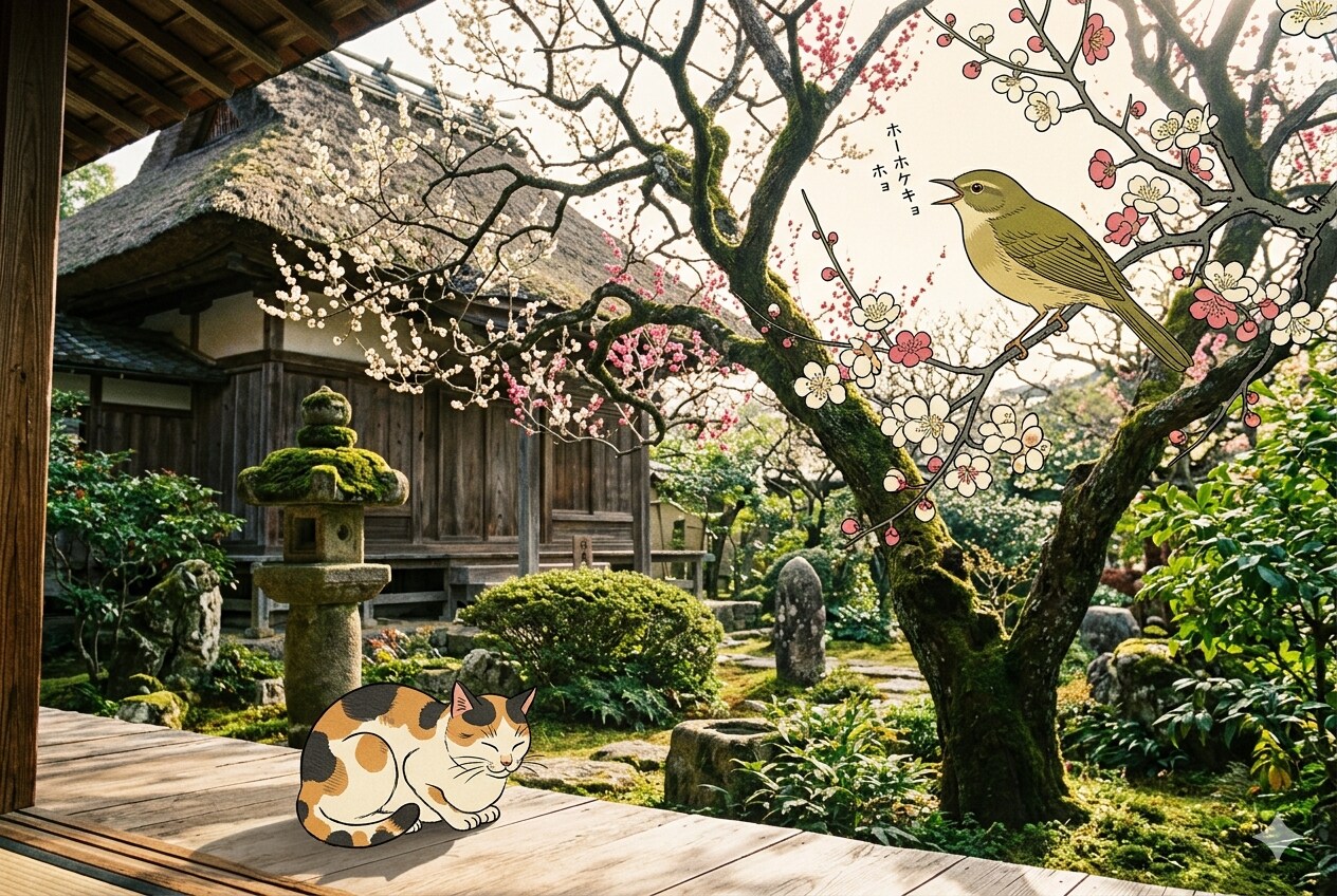 梅にウグイス