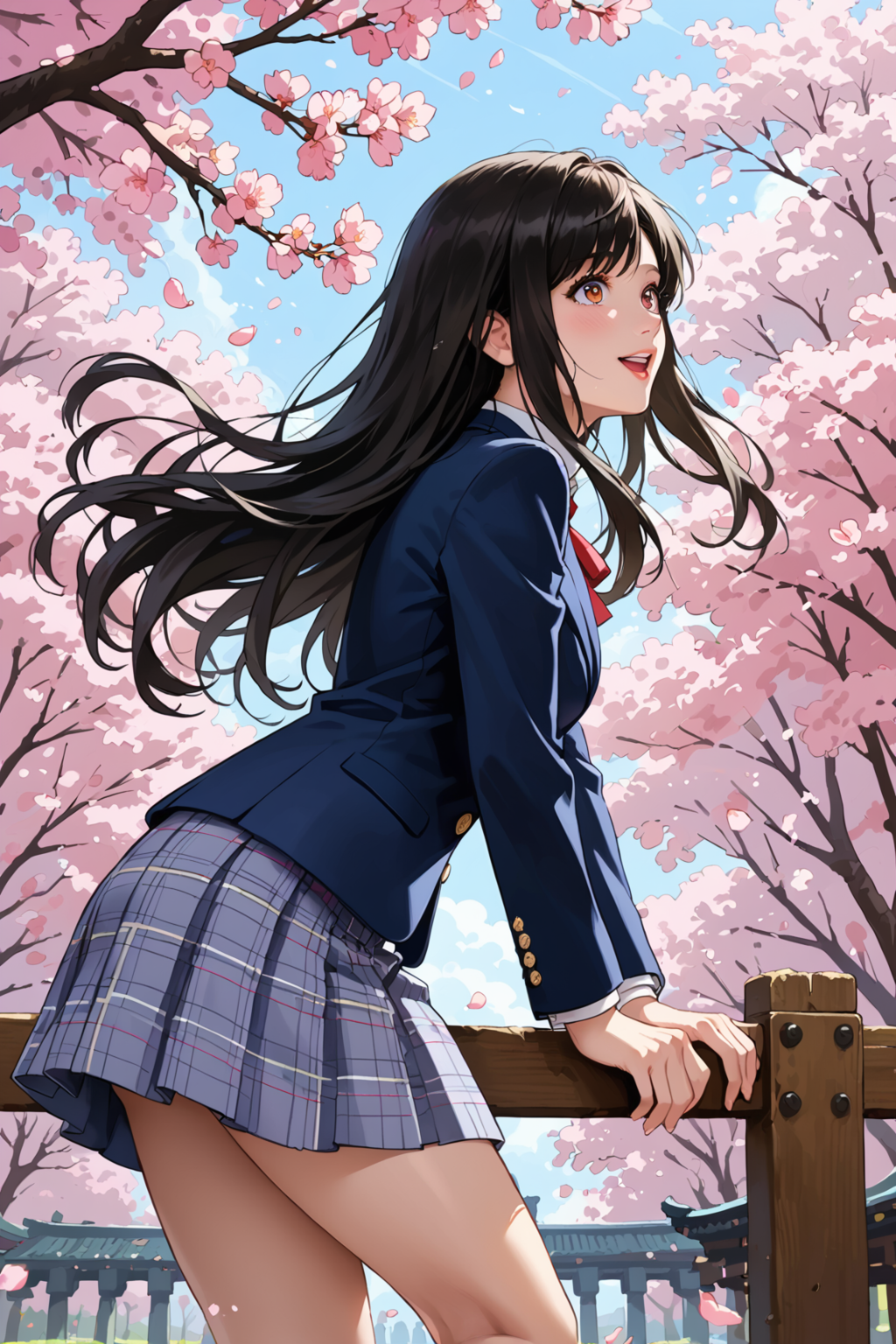 はしゃぐ先輩と桜