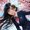 はしゃぐ先輩と桜 4枚目