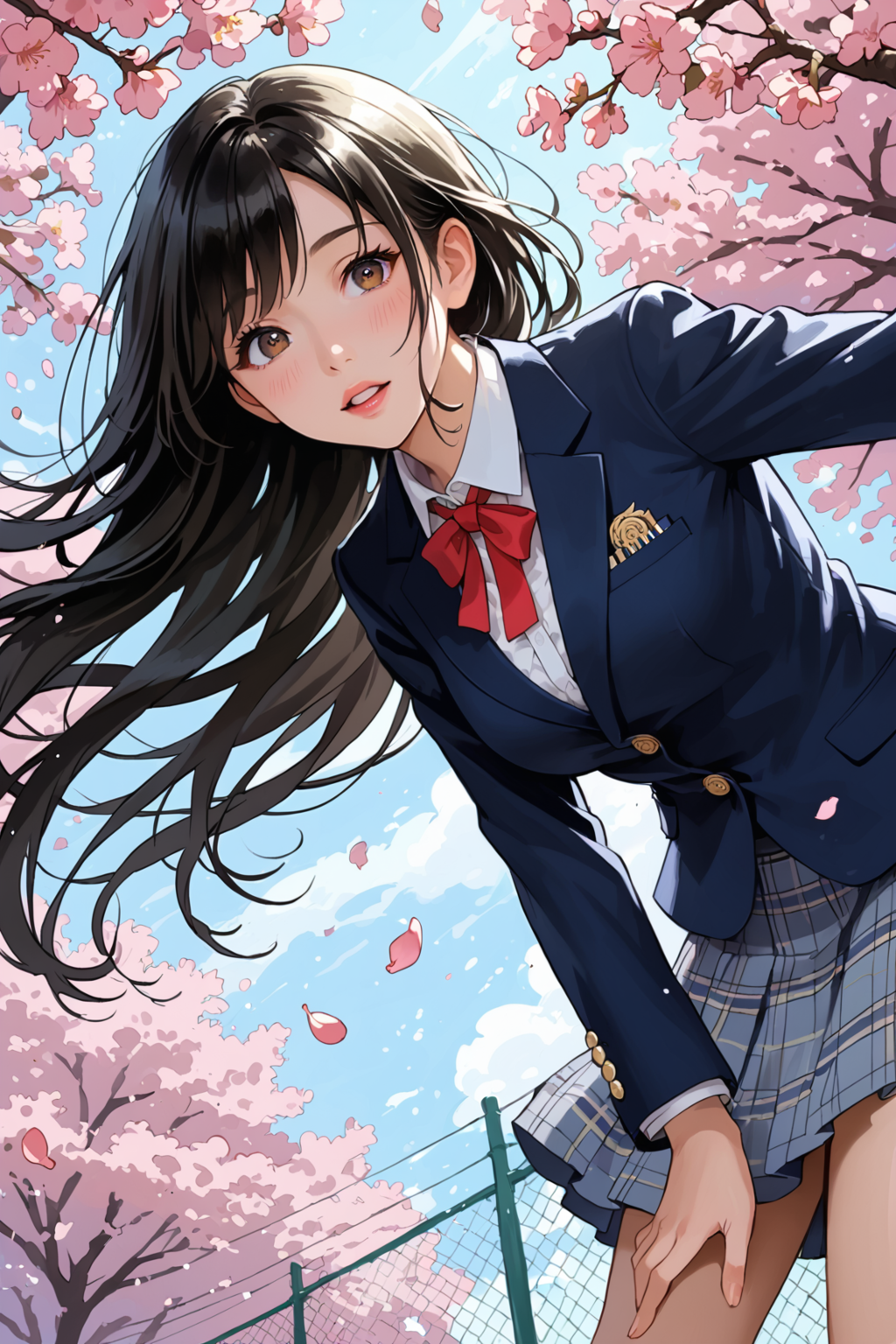 はしゃぐ先輩と桜