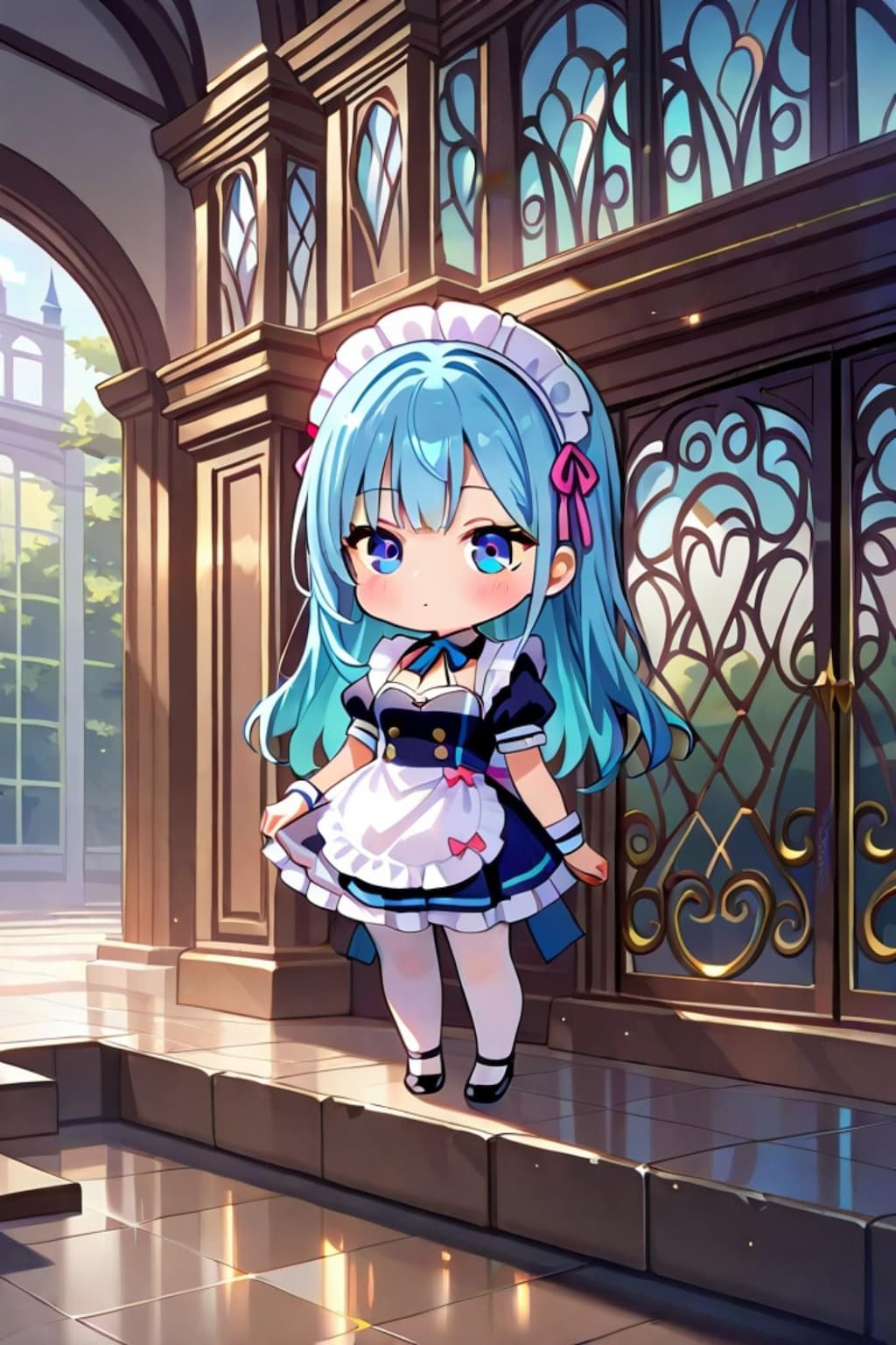 青髪のメイドちゃん