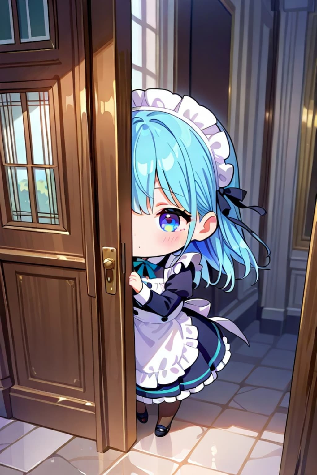 青髪のメイドちゃん