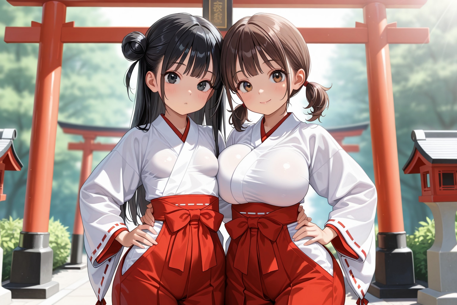 双子の巫女 | の人気AIイラスト・グラビア